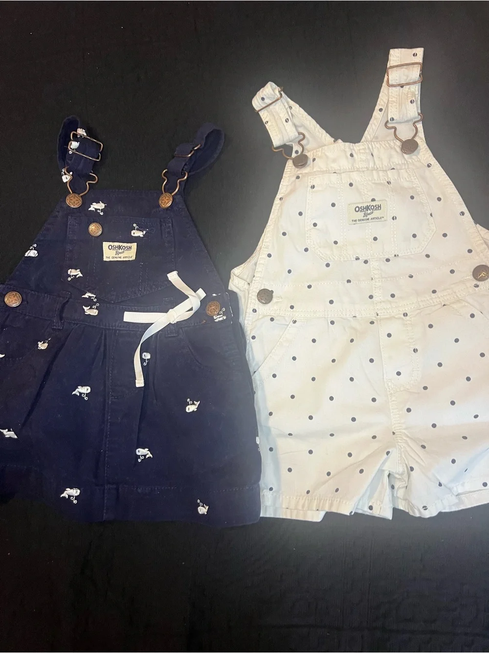 Bundle (2) OshKosh B'gosh Toddler Girls Overalls  Shorts and Dress Set